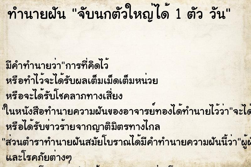 ทำนายฝันจับนกตัวใหญ่ได้1ตัววัน ทำนายฝันทำนายฝันจับนกตัวใหญ่ได้1ตัววัน